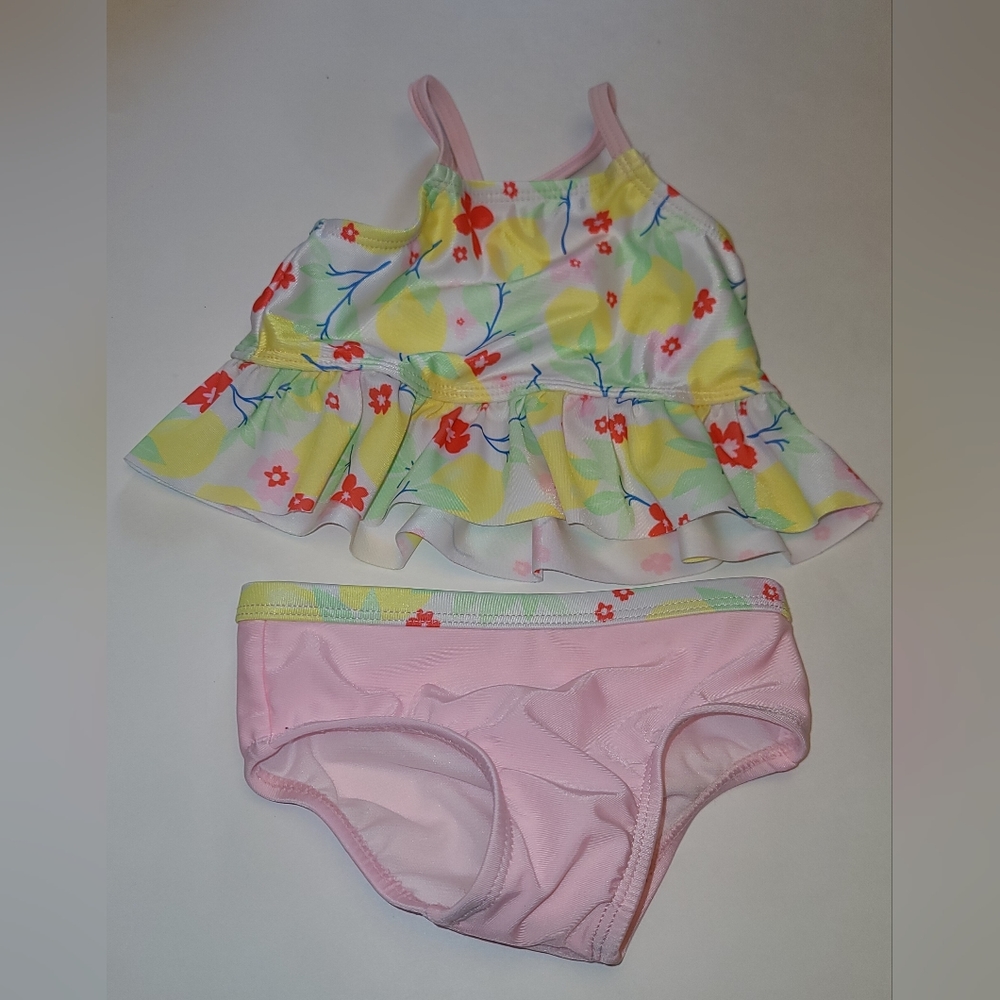 Wonder Nation 6-9mo girls 2 piece shoulder strap swim suit